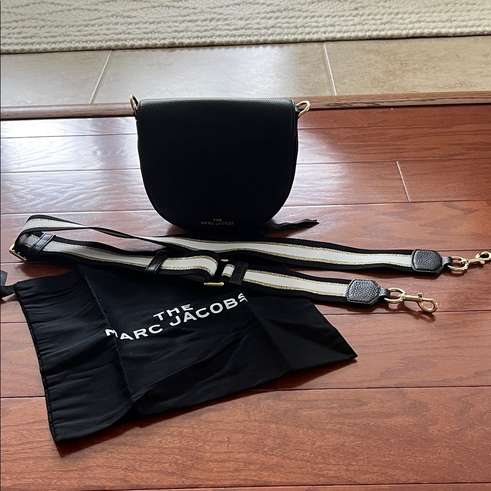 Marc Jacobs Black Leather Crossbody with Gold Accents